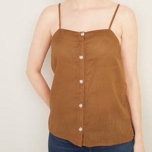 Linen Button-Front Cami Tank